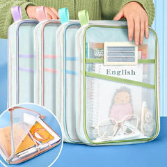 حقيبة تخزين أدوات مكتبية مقاس A4 بسحاب مزدوج الطبقات وحقيبة تنظيم مجلدات كبيرة الحجم ولوازم مكتبية مدرسية وحقيبة أدوات مكتبية