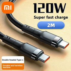 شاحن شاومي السريع 120 واط PD شحن سريع عالي الجودة كابل USB C إلى USB Type C لهاتف iPhone 15 Plus Pro Max Samsung S24