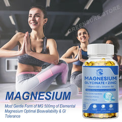Magnesium Glycinate D3 B6 Capsules for Relax Sleep Nerve Muscle and Heart Health Supplement