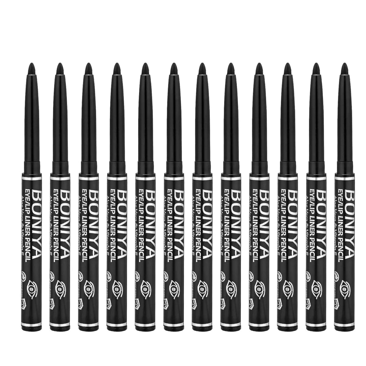 12pcs Black Eyeliner Pencils - Easy Twist Application for Flawless Eye Makeup