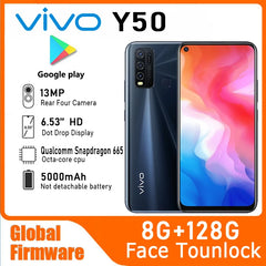 هاتف محمول VIVO Y50 Global Firmware Snapdragon 665 Octa Core 6.53" 5000mAh 8GB 128GB كاميرات 16.0MP هاتف مستعمل