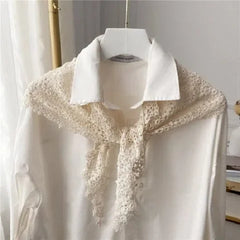 Women Shrugs Lace Hollow Out Female Summer Casual All-match Shawls Simple Scarf-collar Sleeveless Knitted Tops Korean Style Chic