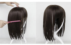 Korea Hair Extensions Synthetic Cute JK Girl Cosplay Air Bangs Wig Breathable Head Cover 50cm Long Straight Wig Hat for Women