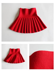 Baby Girls Knit Skirt Autumn Winter Princess Pleated Children School High Waist Mini Tutu Skirts Kids Clothing