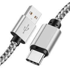 كابل بيانات نايلون شاحن سريع USB A إلى كابل شحن من النوع C لهاتف Huawei Samsung Android TypeC جهاز شحن 1 متر 2 متر 3 متر