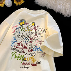ex Pure Cotton ort Sve T-irt fiti Letter Print Casual Faionable UV Protection Coating Tag Removed Clothing