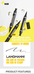 Dual-Ended Stamp Eyeliner Pen, 2-in-1 Waterproof and Smudge-Proof Black Eyeliner with Triangular Tip, Long-Lasting Precision
