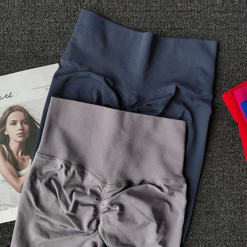 Summer Seamless Yoga Shorts High Waist Workout Shorts Women Sexy Booty Tummy Control Gym Leggings Breathable Running Shorts