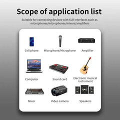 كابل صوت XLR إلى 3.5 مم، ميكروفون، سلك صوت تناظري متوازن، XLR أنثى إلى مقبس AUX 3.5 مم لجهاز الكمبيوتر والهاتف ومكبر الصوت