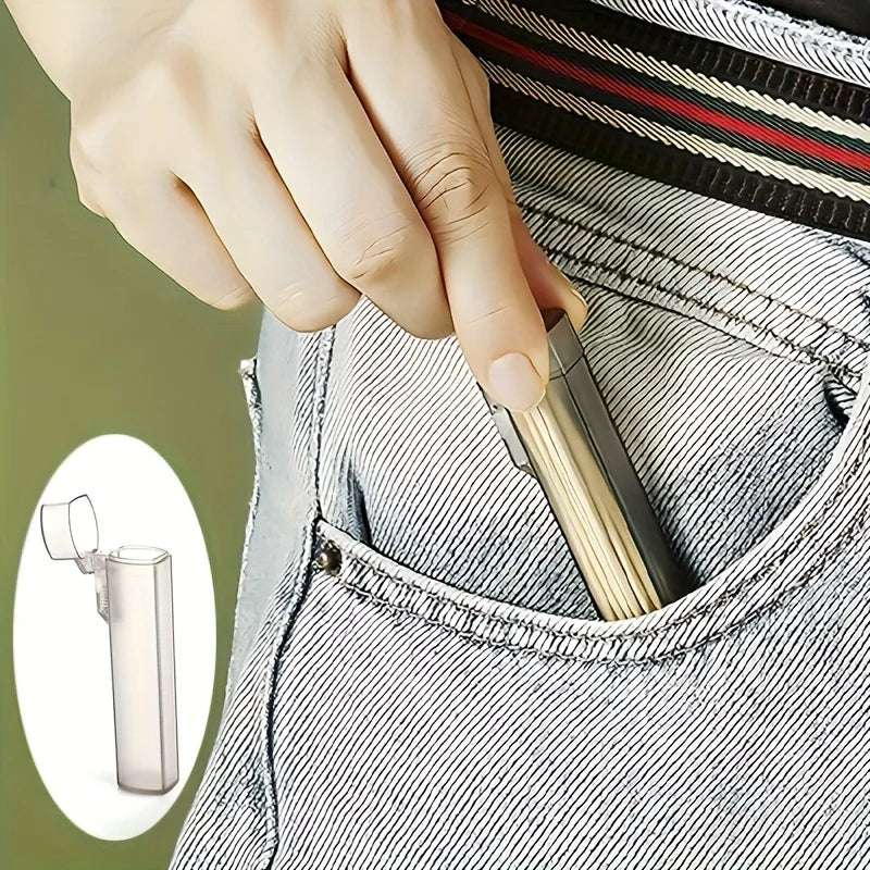 Portable Plastic Toothpick Case - Clear Toothpick Holder for Outdoor Travel, Kitchen, and Restaurant Supplies