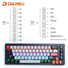 DAREU 2.4G Wireless Mechanical Gaming Keyboard 4000mAh Red Switch All Key Non-conflict Rainbow Lighting with Multifunction Knob