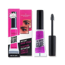 Eyebrow styling gel set with clear wax and applicator wand, shown with box.