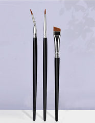 3pcs Eye Makeup Brush Ultra Fine Eyeliner Brush Set, Including Straight, Angled, Bent Tip, Suitable For Makeup