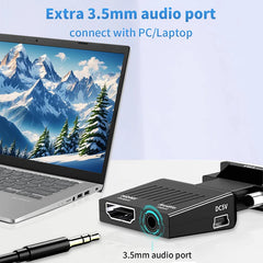1080P HD VGA To HDMI-compatible Adapter With 3.5mm Audio Cable To HDTV Projector Video Audio Converter For PC Laptop Monitor