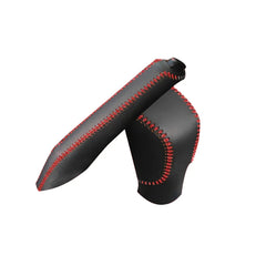 Genuine Leather Car Gear Shift Collars for Honda Fit City 2020 2021 AT Hand Brake Protection Cover Gear Head Knob Covers
