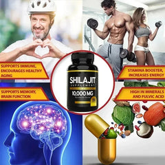 10000mg Himalayan Pure Shilajit 150 Capsules - With Fulvic Acid &85+ Trace Minerals Complex For Energy Promoting Hormone Balance
