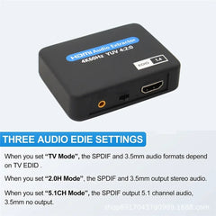 HDMI-Compatible Audio Extractor Stereo Audio Converter 3.5mm 4k X 2k Audio Splitter Adapter For PS4 TV DVD Home Theater