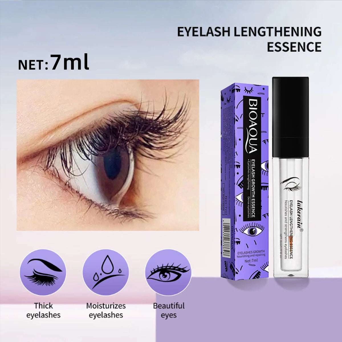Eyelash Growth essence contains natural formula to nourish, strengthen and repair the thickness of eyelash root 7ml