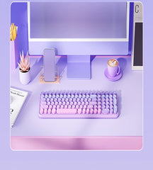 Ergonomic 2.4G Wireless Keyboard 106 Keys Retro Round Keycap Keyboard Multimedia Function Keyboard for Pc/Laptop/Desktop