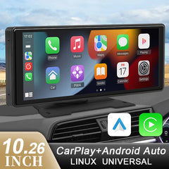 10.26 بوصة مرآة سيارة راديو مشغل فيديو متعدد الوسائط عالمي لاسلكي Carplay شاشة أندرويد أوتو مع بلوتوث AUX USB