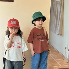 2024 Summer Fashion Loose Girl Children Letter Print T-shirt Boy Baby Cotton Short Sleeve Tees Kid Casual Tops Toddler Clothes