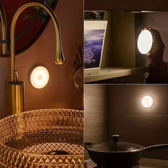 Mini LED Touch Sensor Night Lights USB Rechargeable Kitchen Bedroom Magnetic Base Wall Light Round Portable Dimming Night Lamp