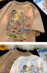 ex Pure Cotton ort Sve T-irt fiti Letter Print Casual Faionable UV Protection Coating Tag Removed Clothing