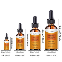 20% Vitamin C contains Vitamin E to reduce fine lines, moisturize, and brighten skin tone