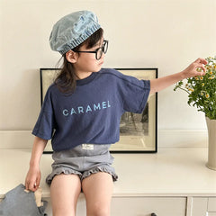 2025 Summer New Children Short Sleeve T Shirts Fashion Letter Print Boys Girls Casual T Shirts Baby Loose Tops Kids Tee Clothes