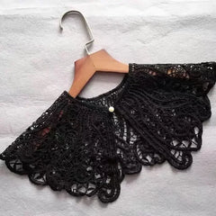 Women Shrugs Lace Hollow Out Female Summer Casual All-match Shawls Simple Scarf-collar Sleeveless Knitted Tops Korean Style Chic