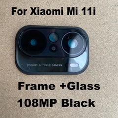 جديد لهاتف Xiaomi MI 11i MI11i 5G عدسة الكاميرا الخلفية الزجاجية مع إطار وحامل وغطاء وملصق لاصق بديل