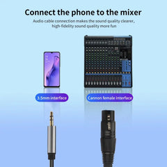 كابل صوت XLR إلى 3.5 مم، ميكروفون، سلك صوت تناظري متوازن، XLR أنثى إلى مقبس AUX 3.5 مم لجهاز الكمبيوتر والهاتف ومكبر الصوت