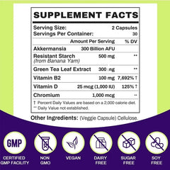Akkermansia Probiotics Bacillus subtilis Containing Vitamin B2, D3, and Chromium - Weight and Gut Management