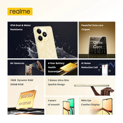 هاتف realme C61 الذكي بطارية 5000 مللي أمبير/ساعة شحن فائق السرعة 15 وات كاميرا 50 ميجابكسل AI شاشة 90 هرتز محرك AI IP54 256 جيجابايت NFC
