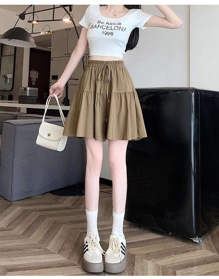 Ice Silk Thin Breathable Large Size Slimming Wide Leg Five-Quarter Pants Women Summer High Waist Qui Dry orts Casual Pant...