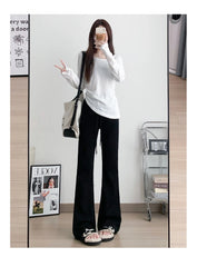 ay High Waist Bell Bot Pants Women's Summer 2025 New Casual Sports Sweatpants Small Size Slimming  Hoof Pants