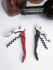 1pc Premium Stainless Steel Wine Bottle Opener - Multi-Functional Cork Screw & Beer Cap Remover for Bar, Kitchen, Home Use