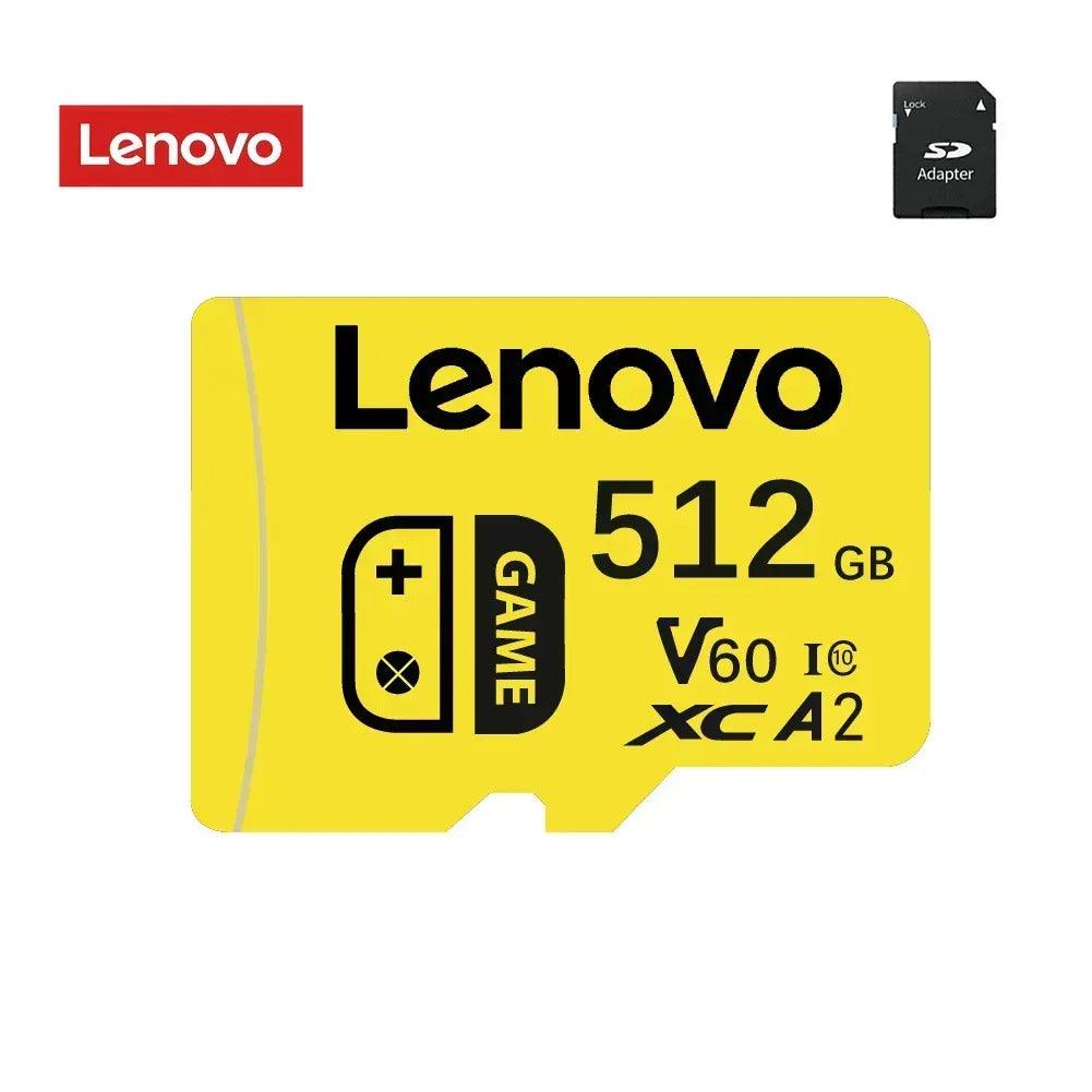 Lenovo microSDXC memory card 512GB with SD adapter, yellow label