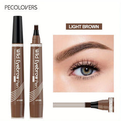 4 Forks Eye Brow Pen, 5 Color Natural Matte Liquid Tint Makeup Long Lasting Waterproof Eyebrow Smudge Proof Cosmetic