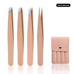 Eyebrow Tweezer 4Pcs Colorful Hair Beauty Fine Hairs Puller Stainless Steel Slanted Eye Brow Clips Removal Makeup Tools