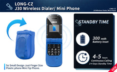 UNIWA J30 2G هاتف محمول صغير قابل للطي ببطاقة واحدة صدفية زر ضغط لاسلكي بلوتوث اتصال صوتي سحري سماعة أذن بدون استخدام اليدين