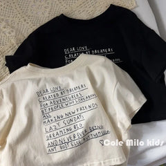 2025 Summer Loose Baby Letter Print Short Sleeves T-Shirt Children Boy Girl Fashion Cotton Tees Kid Casual Tops Toddler T-Shirts