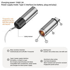 Type C Mini Lighter Blow-to-Ignite Auto Shut-Off for Air Travel Outdoor No Battery No Flame USB C Cigarette Lighter Adapter