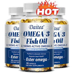 Daitea Fish Oil Capsule 2160mg Supplement Rich in DHA & EPA, Cognitive, Core Health, Immune Support, Non-GMO