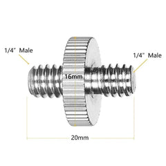1/4" Male to 1/4" Male Threaded Metal Adapter 1/4 Inch Double Male Screw Adapter Supports Tripod Stand Camera Accessories