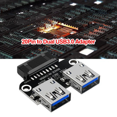 Female Motherboard Adapter USB 3.0 19 20 Pin Socket to Dual USB 3.0 A Splitter Anti-Interference Ability Stability