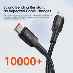 كابل Toocki 100 واط من النوع C إلى USB C بتقنية PD 3.0 للشحن السريع 4.0 من النوع C إلى النوع C لأجهزة iPhone 15 وMacbook وSamsung وXiaomi