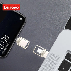 محرك أقراص فلاش USB 3.1 أصلي من لينوفو بسعة 2 تيرابايت معدني U Disk 2 في 1 OTG 1024 جيجابايت 128 جيجابايت 512 جيجابايت 1 تيرابايت للهواتف والحاسوب