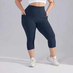 Plus size yoga pants for women Leggings fitness tummy tuck butt lift slim yoga pants with pocket summer sports cropped trousers