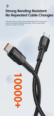 كابل Toocki 100 واط من النوع C إلى USB C بتقنية PD 3.0 للشحن السريع 4.0 من النوع C إلى النوع C لأجهزة iPhone 15 وMacbook وSamsung وXiaomi